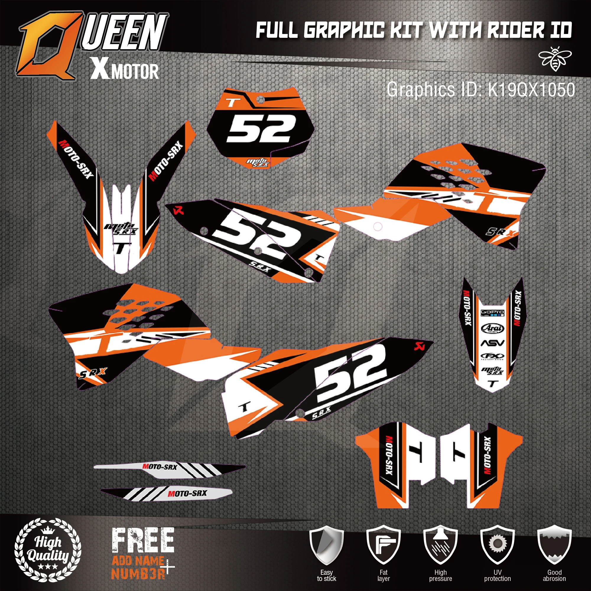 

Queen-X Custom Team Graphics Backgrounds Decals 3M Stickers Kit For KTM SXF 2007-2010 EXC 2008-2011 050
