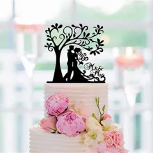 Невеста жених акриловые торт Топпер mr Mrs дерево торт Топпер свадебный торт Топпер пользовательские торт Топпер