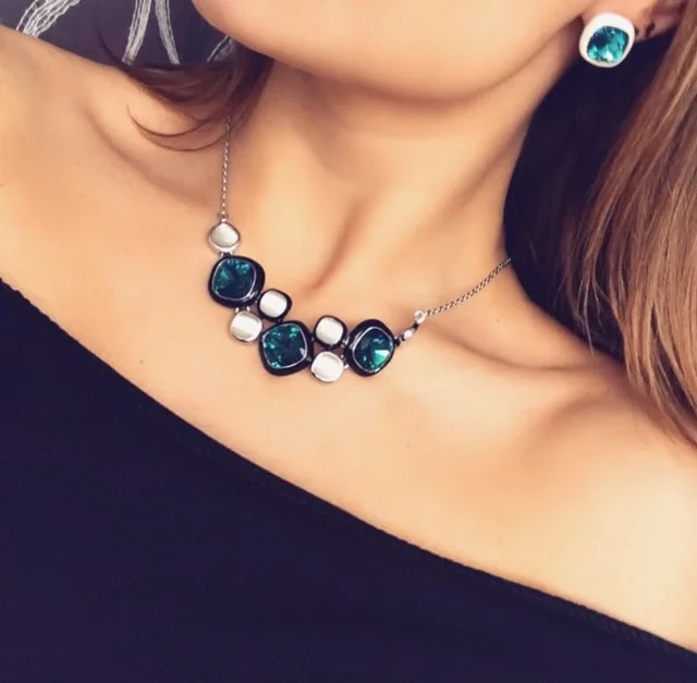 USA STOCK Uloveido Women Jewelry Sets Fashion Silver Color Wedding Crystal Jewelry Set Choker Necklace and Earrings Set for Girl 8 32638483250 (3)