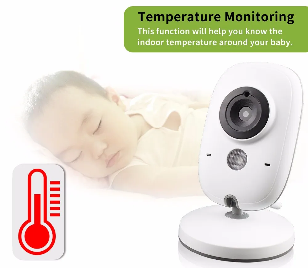 3.2 inch Wireless Video Color Baby Monitor High Resolution Baby Nanny Security Camera  Night Vision Temperature Monitoring