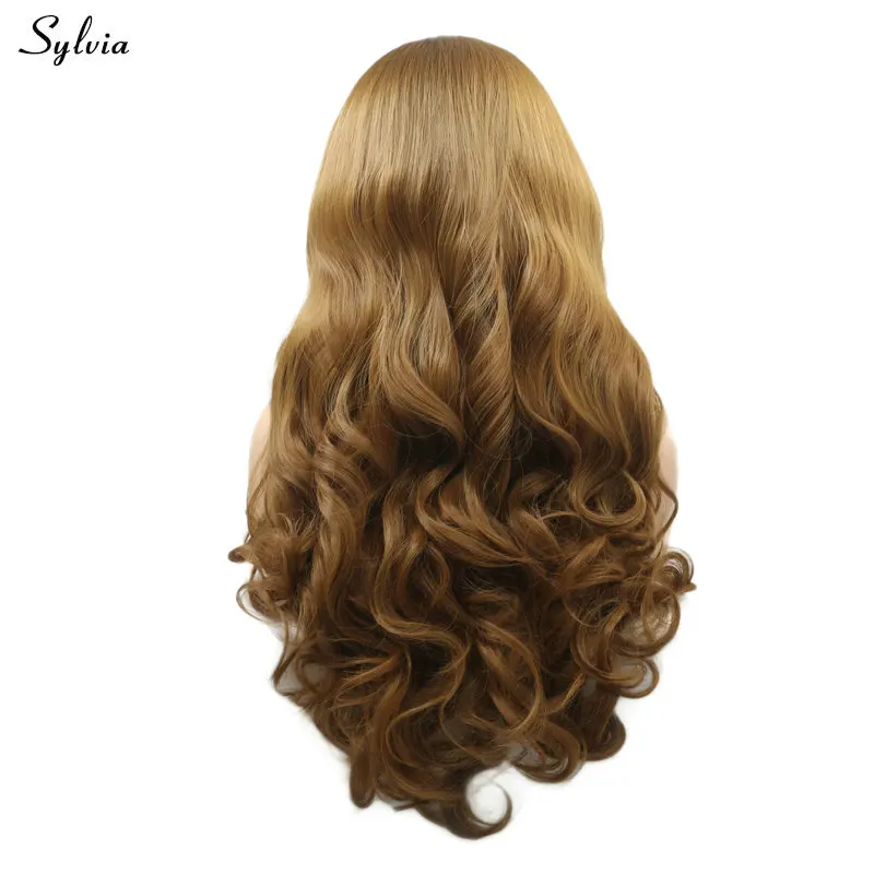 Sylvia 27# объемные волнистые длинные светлые кружевные передние парики термостойкие волокна волос Синтетический Косплей Костюм для женщин Макияж Drag queen