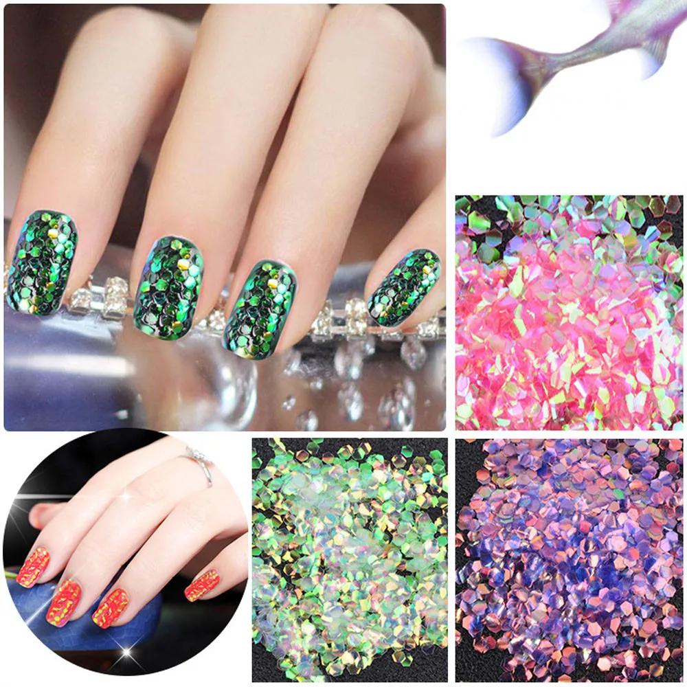 New Nail Glitter Powder Resin Shinning Nail Mirror Powder Makeup Art DIY Chrome Nail Art ...