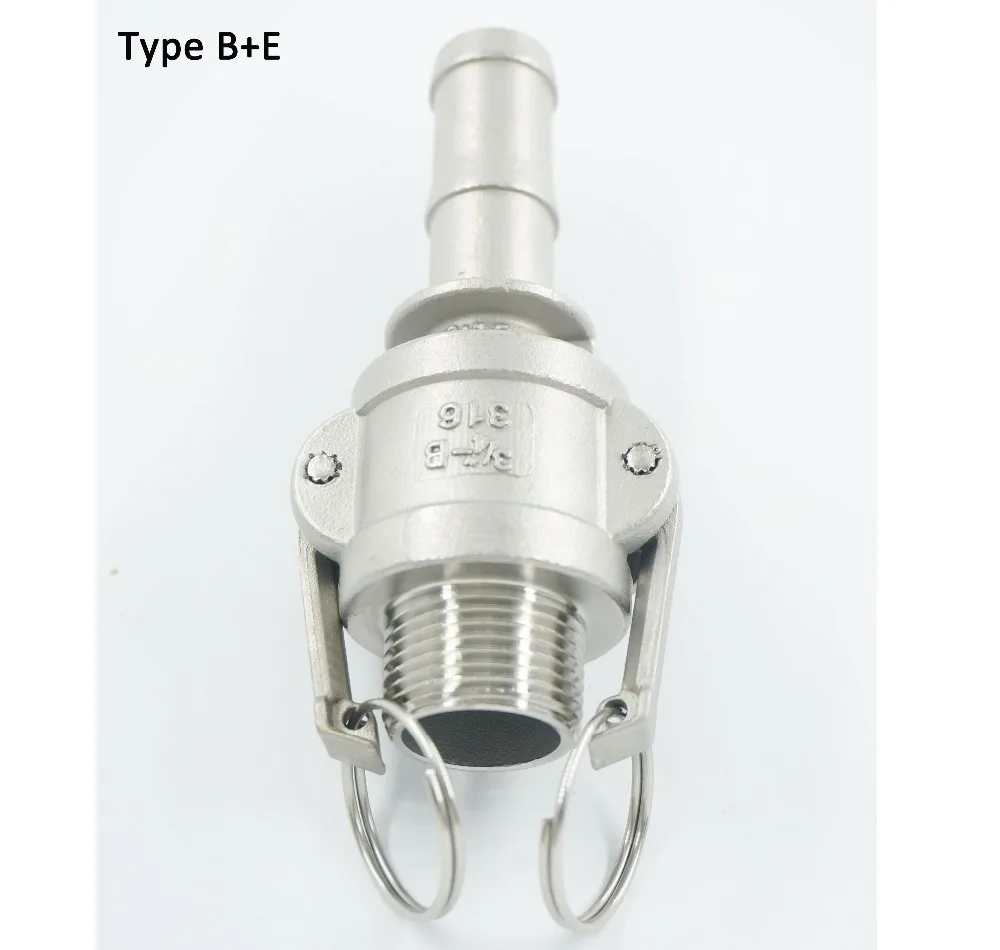 

1" 1-1/4" 1-1/2" 2" Type B + E Quick Camlock Adapter 304 Stianless Steel Coupler BSPT Thread