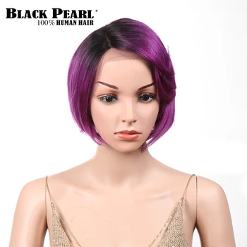 

Black Pearl Brazilian Remy Hair Short Wavy Fringer Wave Wigs For Black Women Short Pixie Cut Human Hair Wig Free Shipping