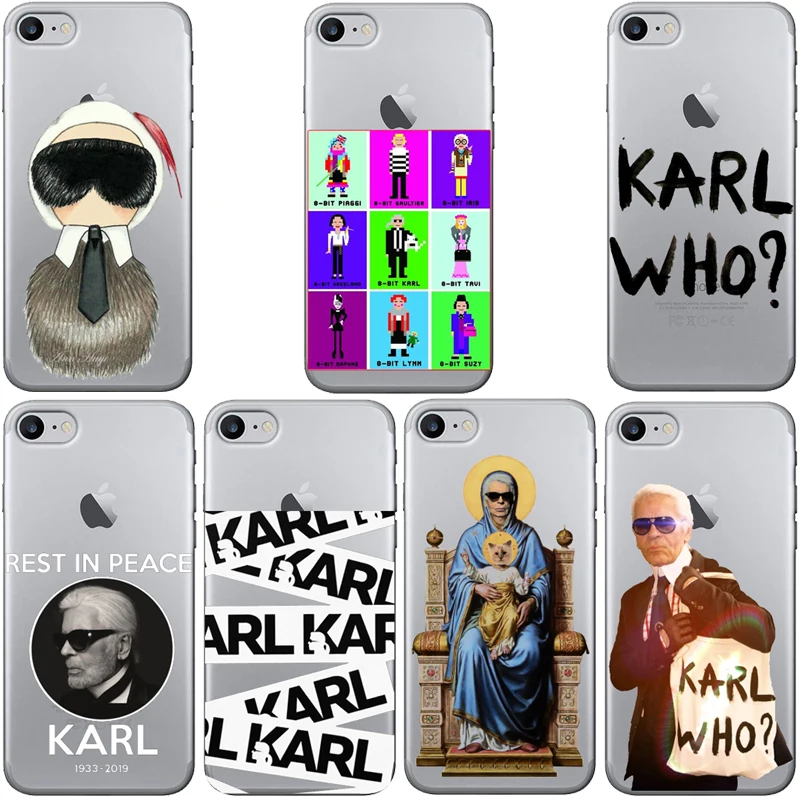 

Moda Karl Lagerfeld Hard transparent Matte PC Case Telefone para Apple iPhone 8 7 6 Plus X 5 4 caso Capa para mais X Coque