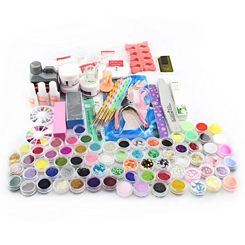 

Hot Acrylic Powder Liquid Brush Glitter Clipper Primer File Nail Art Tips Tools 28 in 1 Set