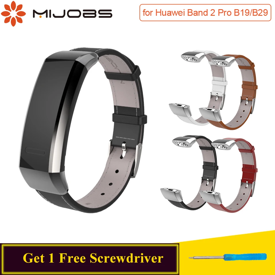Mijobs ремешок из натуральной кожи для huawei Band 2 Pro B29 B19 спортивный браслет умные часы Браслет Замена для huawei Band 2 ремешок