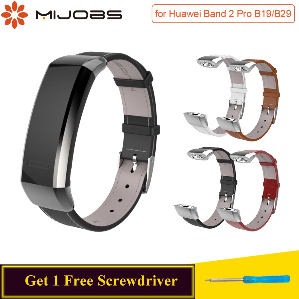  Mijobs Genuine Leather Strap for Huawei Band 2 Pro B29 B19 Sports Wristband Smart Watch Bracelet Re - 32957841204