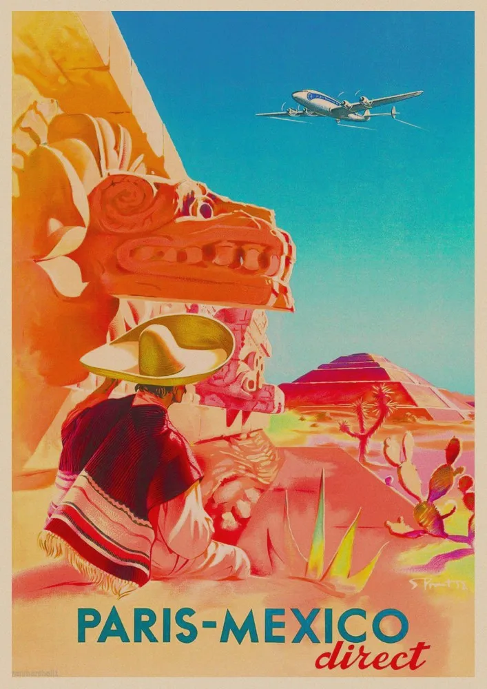 Винтажный дорожный плакат и печатная графика крафт-бумага картина Мексиканская Настенная Искусство Декоративные плакаты для дома Гостиная Украшение стиль