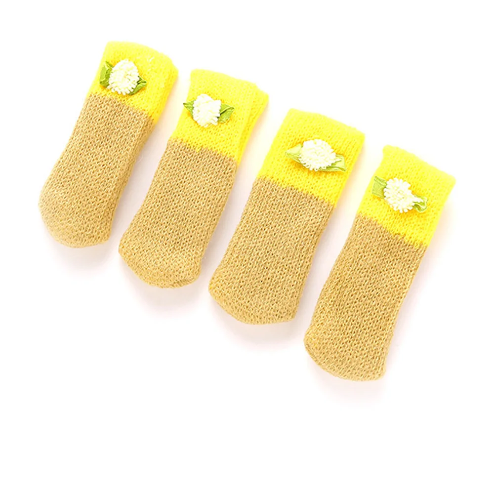 4 шт., носки для ног на стуле, мебельные ножки, хлопковые носки для пола, защита для ног на стуле - Цвет: Цвет: желтый