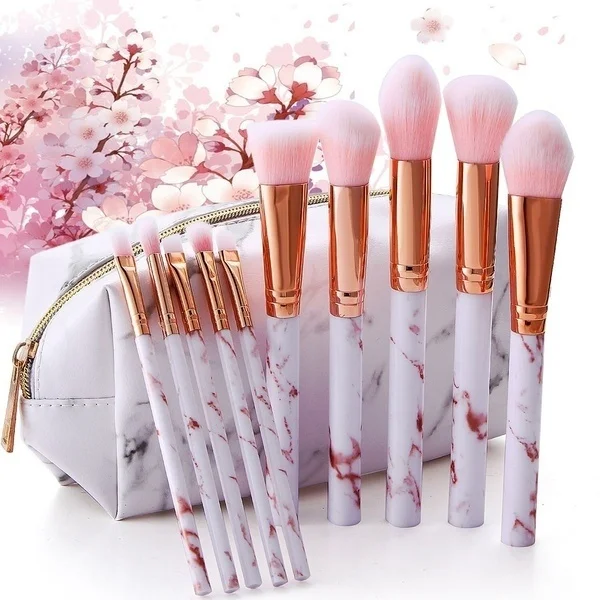 

5/10pcs Pink Soft Marble Makeup Brushes Tools Kit Foundation Concealer Powder Eyeshadow Beauty Make Up Blending Blush For Women
