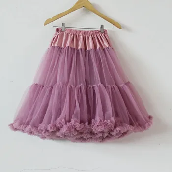 

Plus Size Adult Teen Girls Pettiskirt Womens Solid Color Party TuTu Skirts 60CM Long Lady Skirt Wholesale Free Shipping