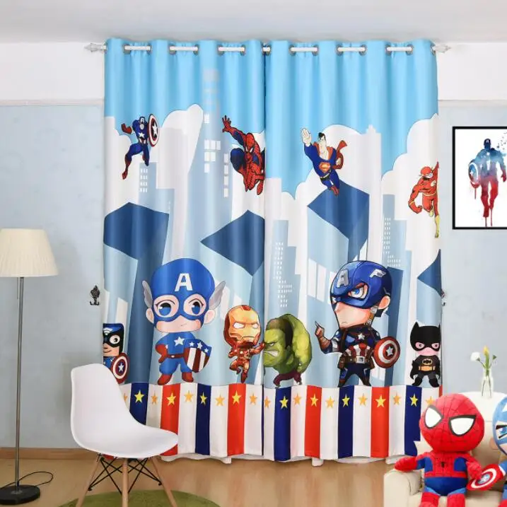 

Cartoon Super Heros The Avengers Curtain for Living Room Boys Children Bedroom Sheer Kids Cortina Window Treatment 70% Shade 2pc
