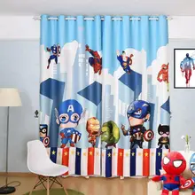 Cartoon Super Heros The Avengers Curtain for Living Room Boys Children Bedroom Sheer Kids Cortina Window Treatment 70% Shade 2pc