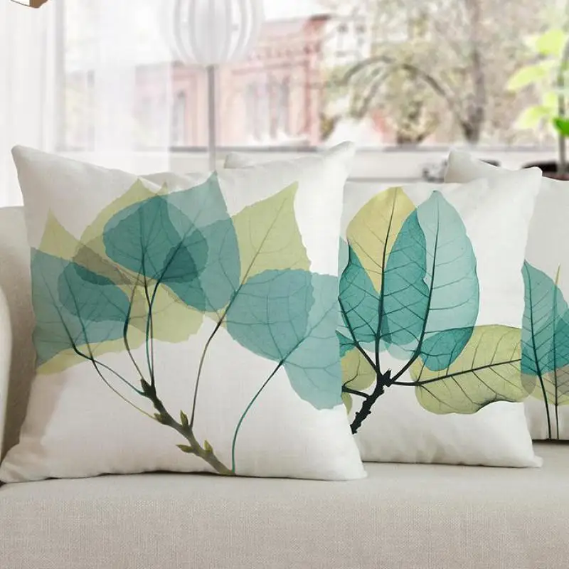 Modern Minimalist Home Dcor Watercolor Blue Green Leaves