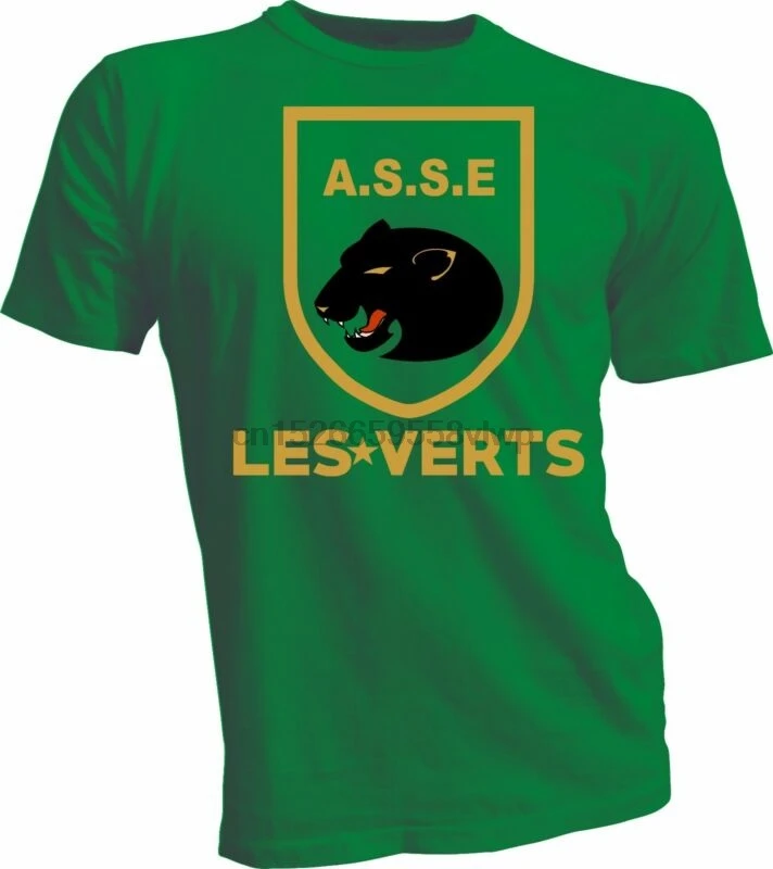 

AS SAINT ETIENNE France Ligue 1 Soccer Football T-SHIRT ASSE handmade tee green