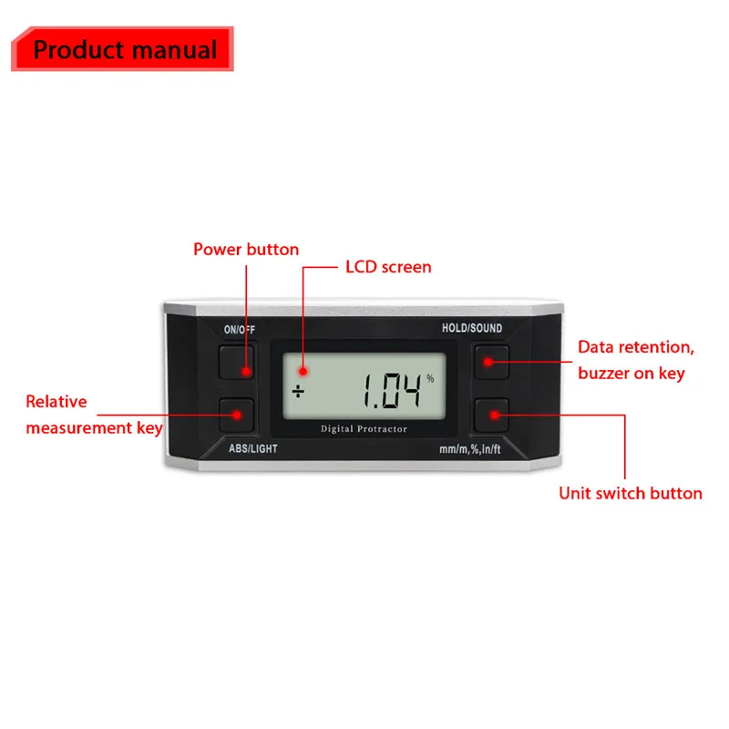 Digital Inclinometer Electronic Goniometers Protractor Level Multifunction 360 Angle Gauge Meter Measuring Leveling Tools  (7)