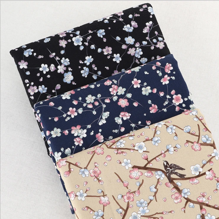 

1 yard * 110cm Gold Bronzing Cotton Textile Quality Floral Japan Fabric