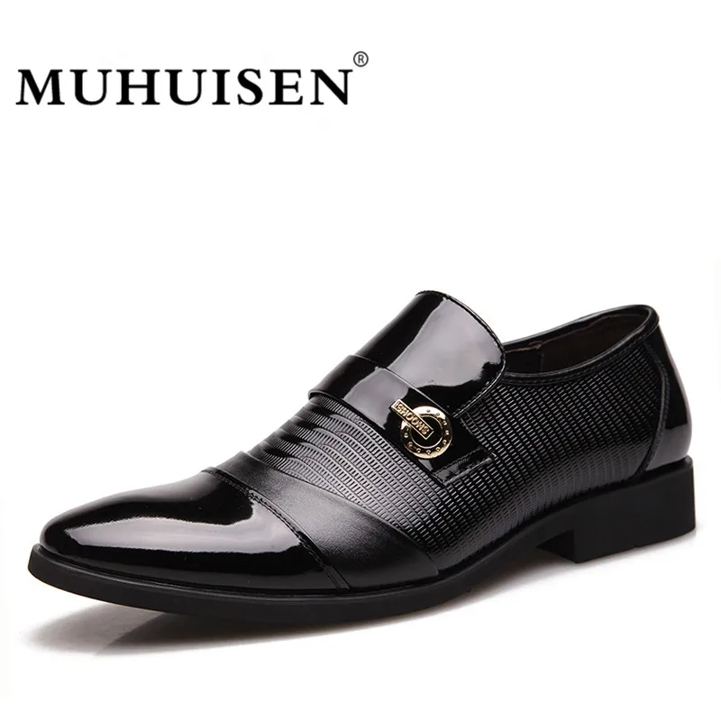 MUHUISEN/Пояса из натуральной кожи Мужские модельные туфли модные Туфли-оксфорды для мужской скольжения на формальные свадебные Бизнес Обувь