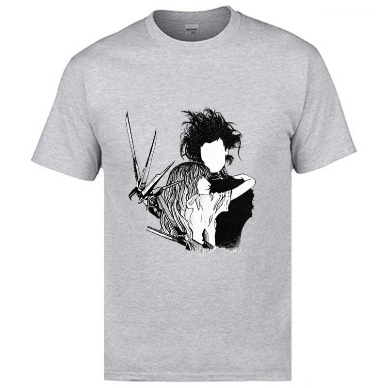 edward scissorhands Pure Cotton Casual Tees Discount Short Sleeve Mens T-Shirt Personalized Summer/Autumn Tops T Shirt Crew Neck edward scissorhands grey