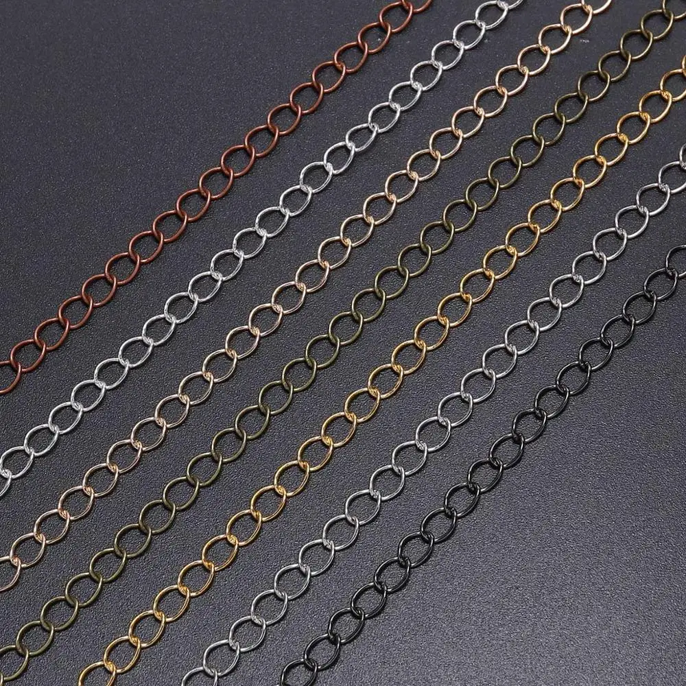 5m/lot 2.5 2.8 3.6 4.8 mm Long Open Link Ring Extended Extension Necklace Chains Tail Extender Chain For Jewelry Making Supplies