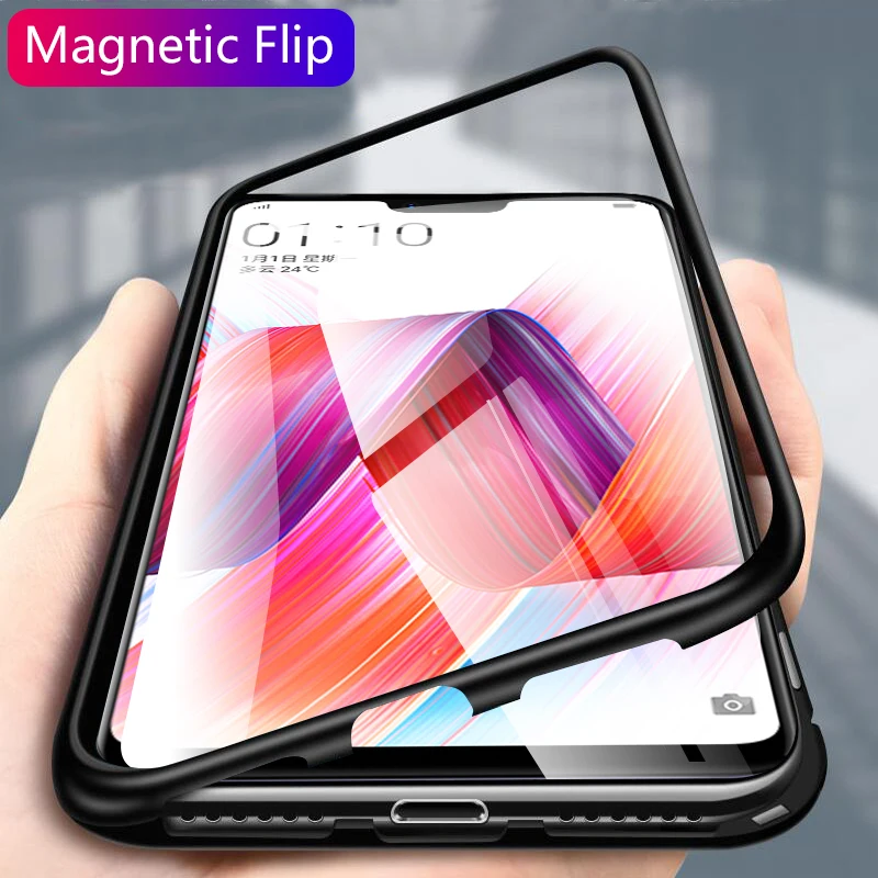 

CHYI for OPPO R15 r17 pro Built-in Magnetic Case Glass R9s plus Magnet Adsorption Case for oppo R11S plus phone back cover R17