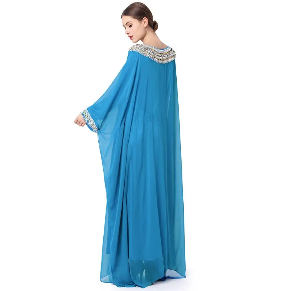 Модное мусульманское длинное платье abaya роскошное шифоновое с вышивкой женская