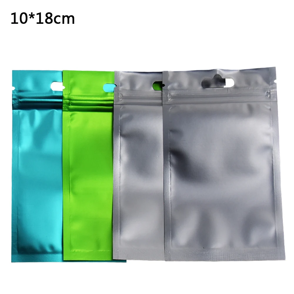 

10*18cm Zip Lock Aluminum Foil Matte Clear Front Plastic Packing Bag Vacuum Food Storage Pouch for Tea Coffee Powder 100pcs/lot