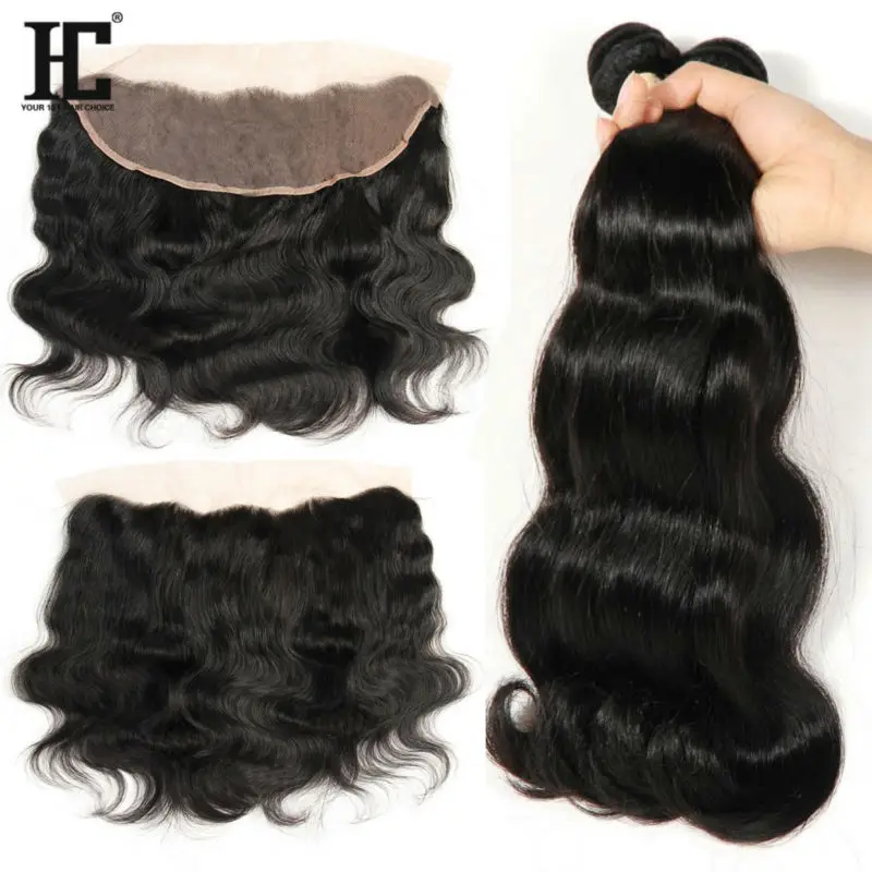 Lace Frontal Closure With Bundles 3 Bundles Peruvian Body Wave With Closure Full Lace Frontal Closure 13x4 With Bundles HC Hair
