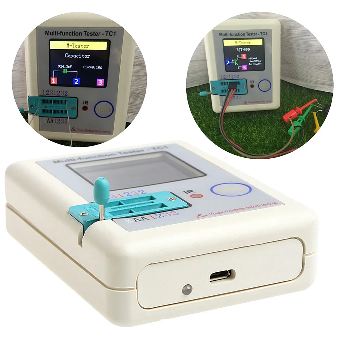 

LCR-TC1 Transistor Tester Multi - Functional Testing Instrument LCR-TC Full Color Screen Graphic Display