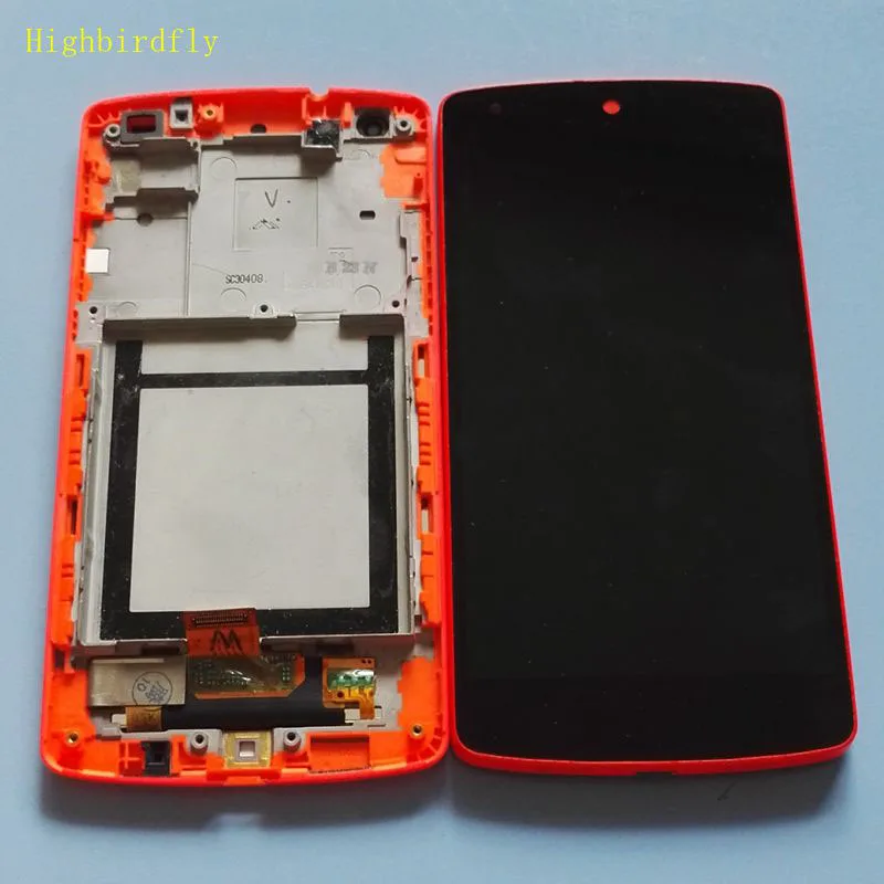 Цена Highbirdfly для Lg Google Nexus 5 D821 D820 ЖК дисплей с сенсорным экраном дисплей с рамкой в сборе вместе красного цвета