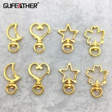 GUFEATHER M218, форма лунной звезды, эпоксидная смола металлическая рамка, шарм, ручная работа, золотой кулон установка ободка, брелок кулон, изготовление ювелирных изделий