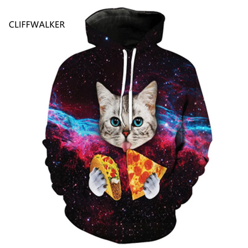 Dropshipping Autumn Sweatshirts Cat 3D Print Pizza For Men's Women's