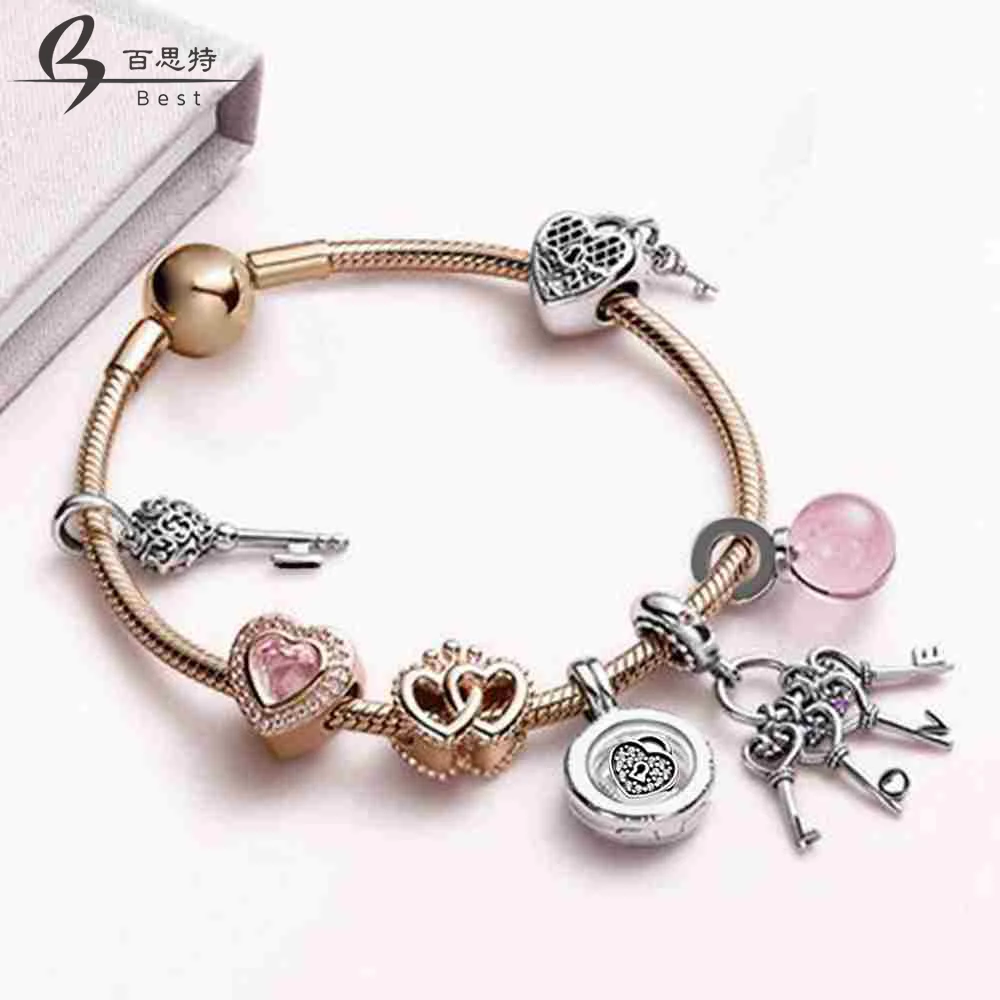 

BEST 100% 925 Sterling Silver Indispensable Modern Charm Bracelet Set Suitable for Lover Gift Fashion Jewelry
