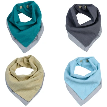 

Mult Colors Reversible Newborn Baby Bandana Drool Cotton flax Towel Baby Bibs Unsiex Toddler Triangle Scarf Small Square Napkin