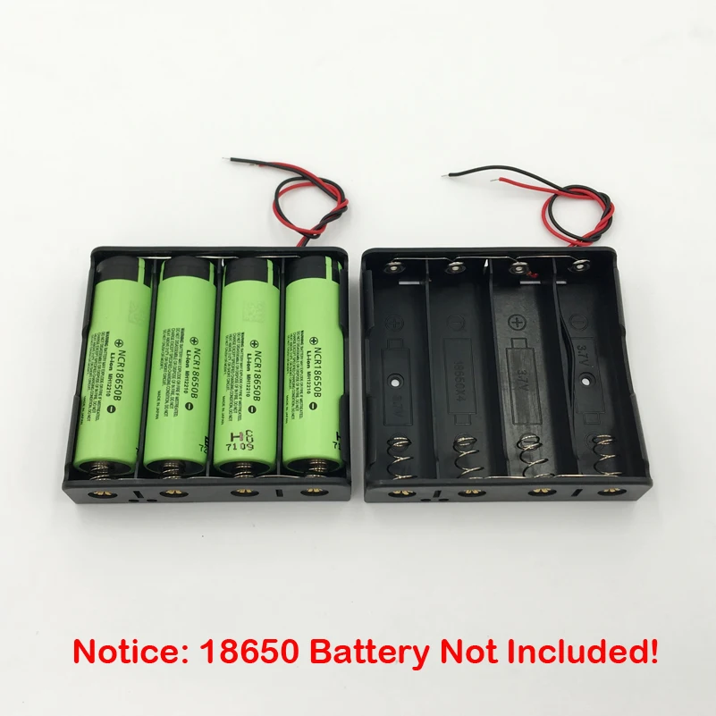 

18650 battery holder Plastic 4 Way Battery Holder Storage Case for 4X18650 With Wire Leads 3.7V 2pcs 18650 battery holder oct18