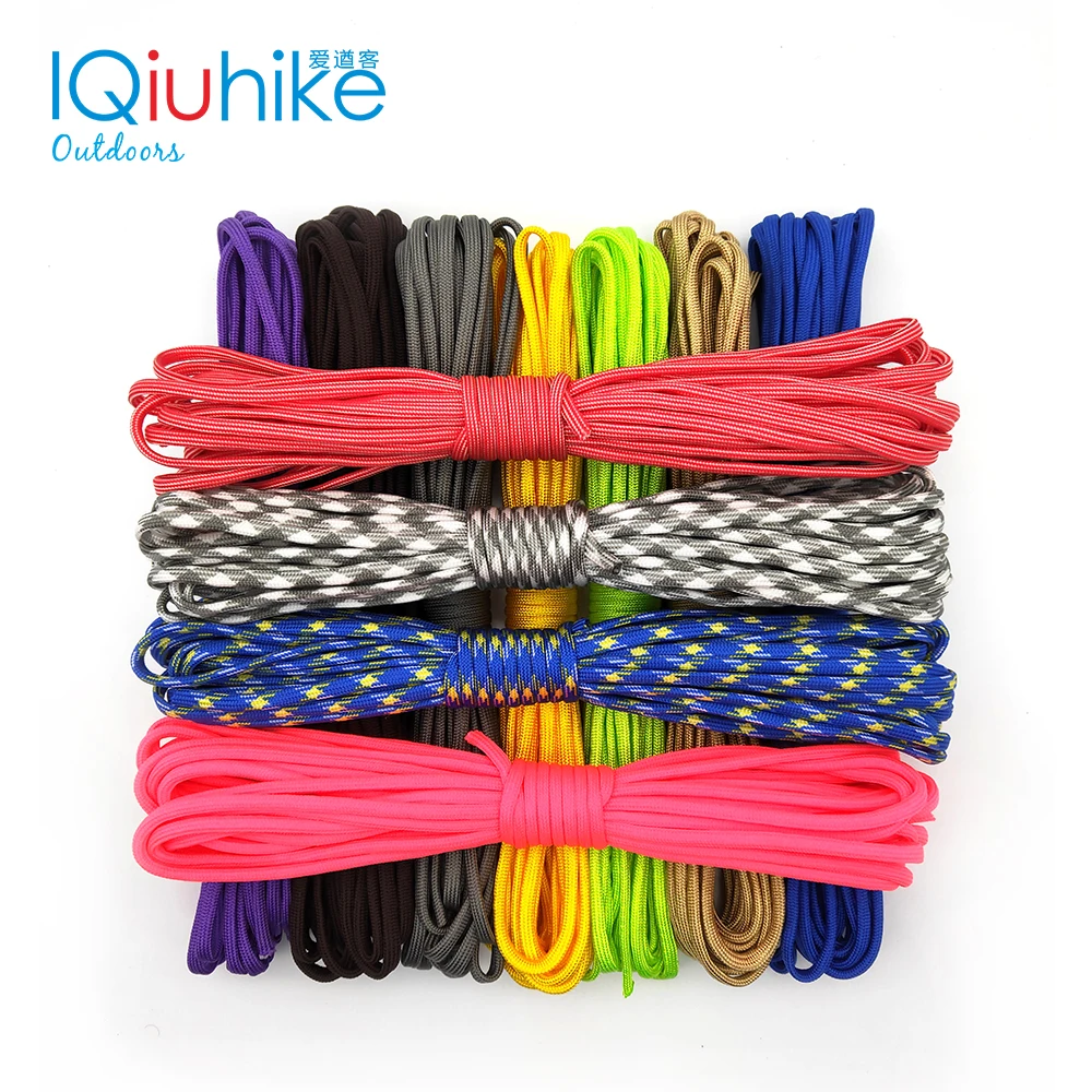 IQiuhike 550 Paracord المظلة الحبل الحبل خيمة حبل Guyline مل المواصفات النوع الثالث 7 ستراند 100FT للمشي التخييم 208 الألوان