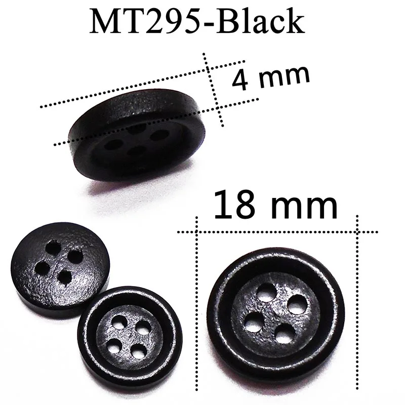 ZIEENE 10 шт-200 шт Черный Круглый Трубопровод деревянные пуговицы Швейное Ремесло «сделай сам» Скрапбукинг для одежды дерево ручной работы 4 отверстия 10-40 мм - Цвет: MT295-18mm