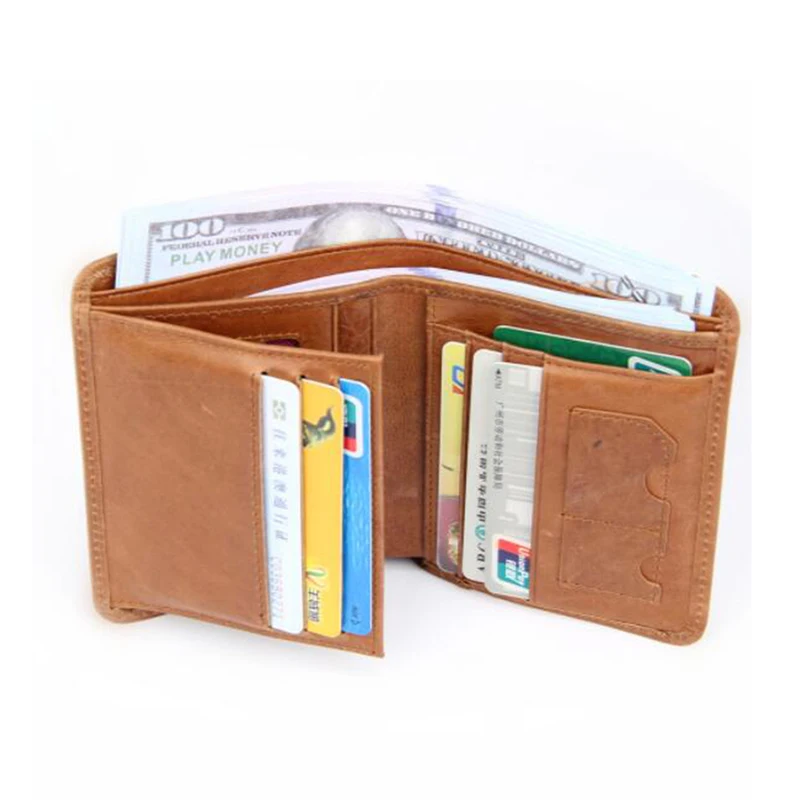 

Men Wallet Genuine Leather Short Wallets Male Multifunctional Cowhide Male Purse Coin Pocket Photo Card Holder Small Wallets