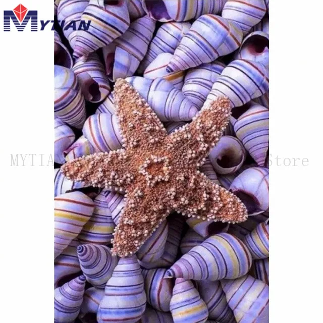 18100517  5d Diamond Painting Ocean Beach,Blue Seashells,Starfish,Full Drill Diamond Embroidery,Mosaic Scenery Paint Cross Stitch Sticker