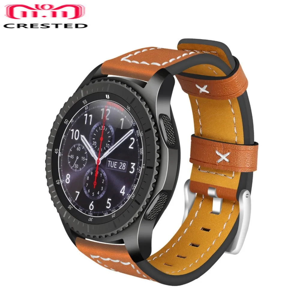 Ремешок CRESTED Gear S3 frontier для Samsung Galaxy Watch 46 мм S 3 classic 22 кожаный браслет наручных