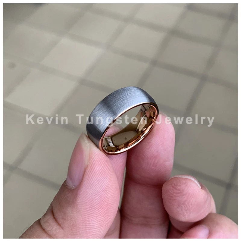 Розовое золото обручальное кольцо вольфрамовое кольцо Мужская Женская Группа 6 мм и 8 мм