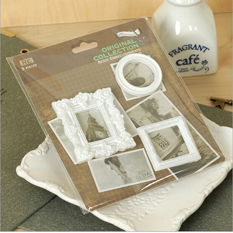 

(3 packs / lot) white resin frames for photo decorating-scrapbook embellishments