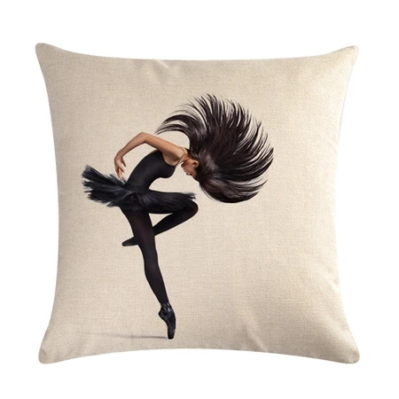 Красивая танцевальная Подушка, балетная девочка, для дивана, для дома, художественная декоративная подушка, чехол, льняной декор, диванная подушка, чехол - Цвет: Cushion cover1