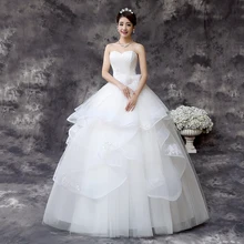LYG-D64#Wholesale and retail custom wedding bride wedding dress 2017 new fashion simple Korean wedding gown flowers white