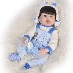 Bebes reborn 55 см полный силиконовый корпус Reborn Baby boy Кукла игрушка, как настоящие 22 дюймов новорожденные дети кукла купать игрушки ребенок