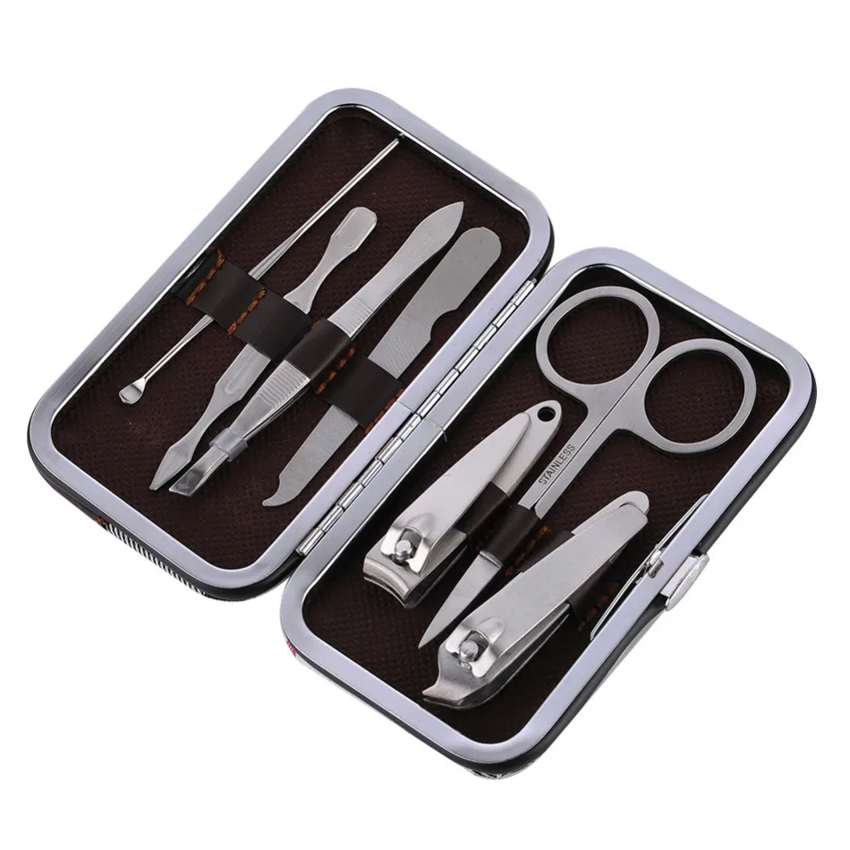 New 7PCS/set Nail Art Manicure Tools Set Nails Clipper Scissors Tweezer Knife Manicure Sets