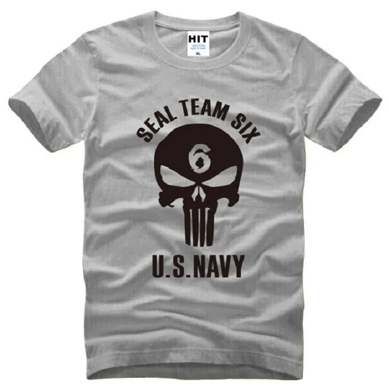 Мужская футболка с принтом в виде черепа Seal Team Six новая хлопковая коротким