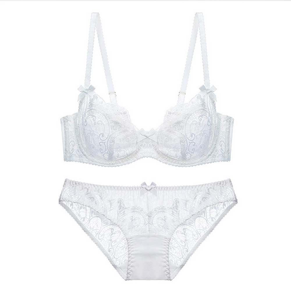 White Plus underwear for women sexy bra set lace thin see through bras ...