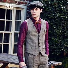 2016 Spring Men Classic Vest Single Breasted Casual Brand Clothing Suit Vests Formal Dress Man Khaki Plaid Wedding Waistcoat